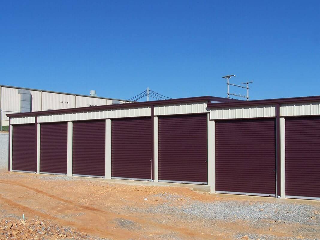 American Steel Buildings - Storage Unit Building with Brown Trim and Brown Doors